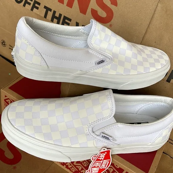 Vans Classic Men’s Slip On Checkerboard True White/ True White sneakers