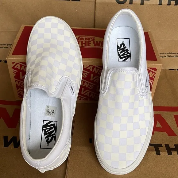 Vans Classic Men’s Slip On Checkerboard True White/ True White sneakers