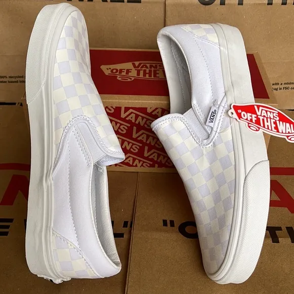 Vans Classic Men’s Slip On Checkerboard True White/ True White sneakers