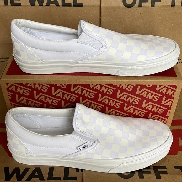 Vans Classic Men’s Slip On Checkerboard True White/ True White sneakers