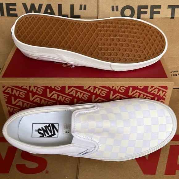 Vans Classic Men’s Slip On Checkerboard True White/ True White sneakers