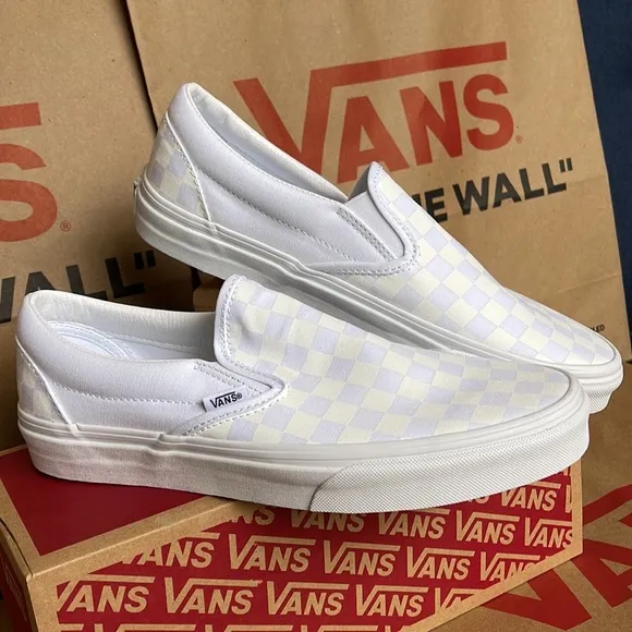 Vans Classic Men’s Slip On Checkerboard True White/ True White sneakers