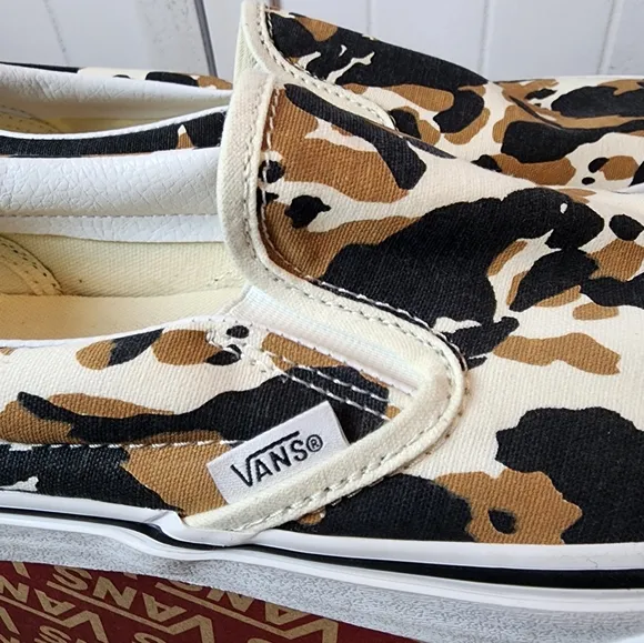 Vans Cow Print Slip-On Shoes Canvas Sneakers