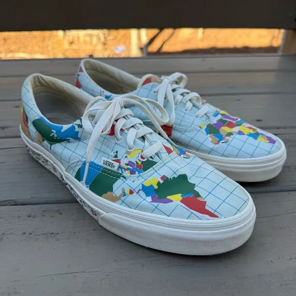 VANS Era Canvas Save Our Planet World Map Sneakers Shoes size 12
