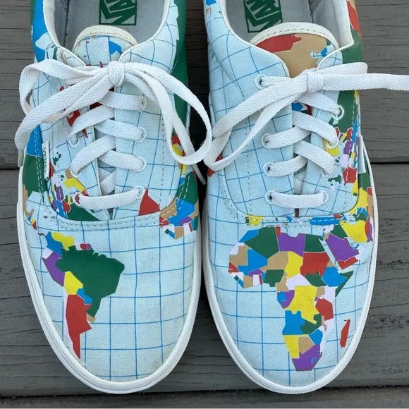 VANS Era Canvas Save Our Planet World Map Sneakers Shoes size 12