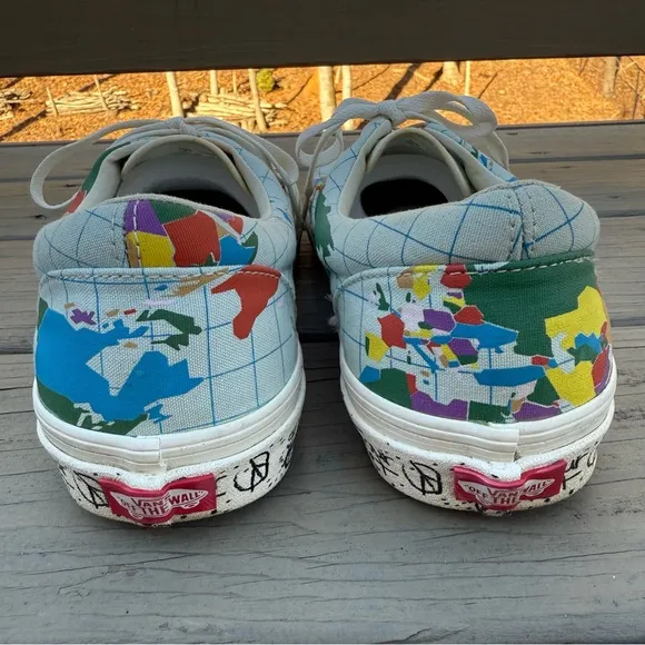 VANS Era Canvas Save Our Planet World Map Sneakers Shoes size 12
