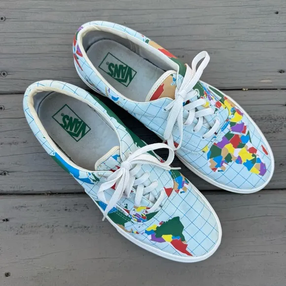 VANS Era Canvas Save Our Planet World Map Sneakers Shoes size 12