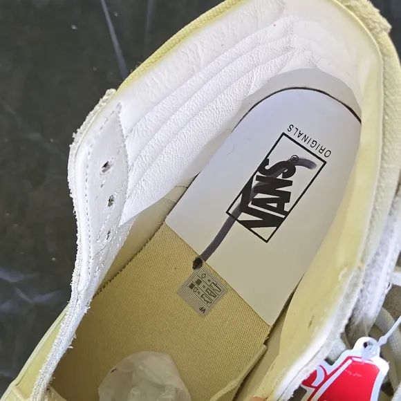Vans High-Top Sneakers in Cream and White Checkerboard