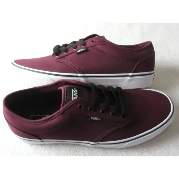 Vans Men's Atwood Canvas Oxblood Red White Classic Skate shoes Size 11 NIB