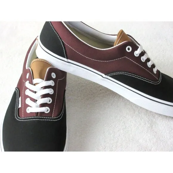 Vans Men's Era Color Block Canvas Black Brown Classic Skate shoes Sizes NIB