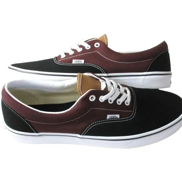 Vans Men's Era Color Block Canvas Black Brown Classic Skate shoes Sizes NIB