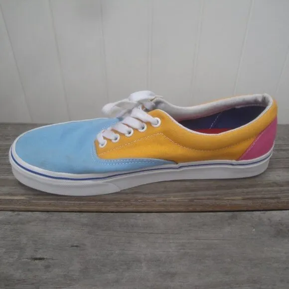 Vans Men's Shoes ERA CANVAS 'COLOR BLOCK Blue Pink and Orange 10.5