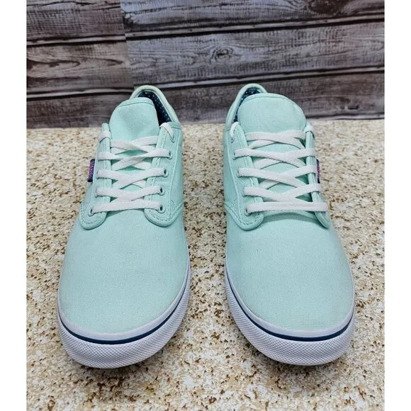 Vans Mint Green Lace Up Canvas Women's Shoes Size 10