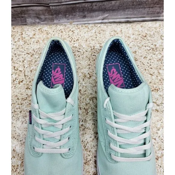Vans Mint Green Lace Up Canvas Women's Shoes Size 10