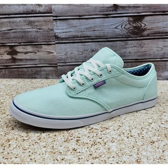 Vans Mint Green Lace Up Canvas Women's Shoes Size 10