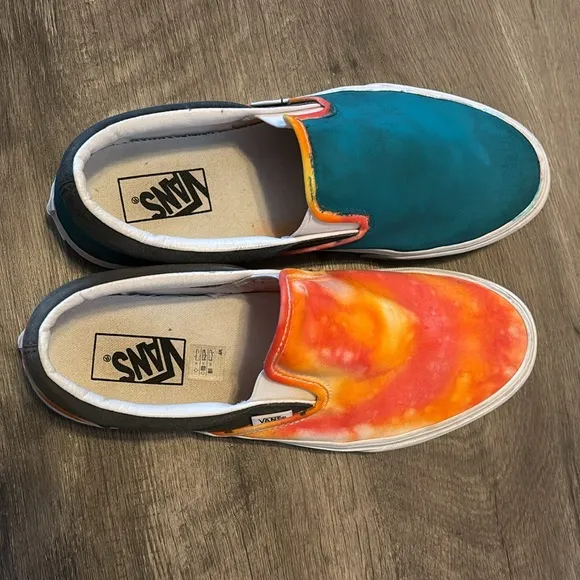 Vans mismatched tie dye slip on shoes men’s size 9 woman’s size 10.5