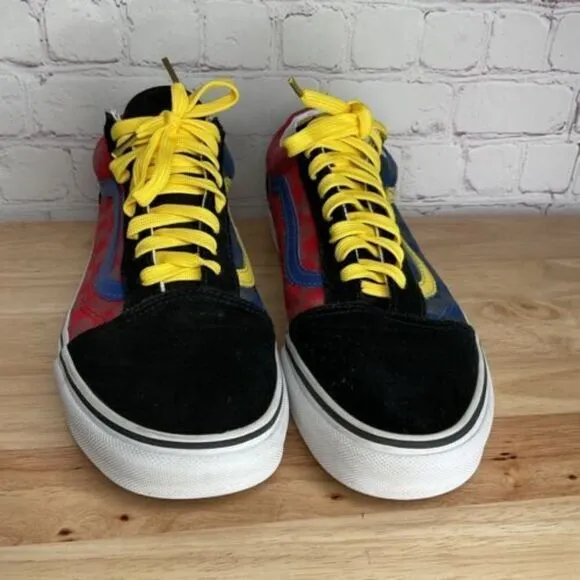 Vans Old Skool Black Blue Yellow Red Canvas Suede Shoes 507698 Mens 10