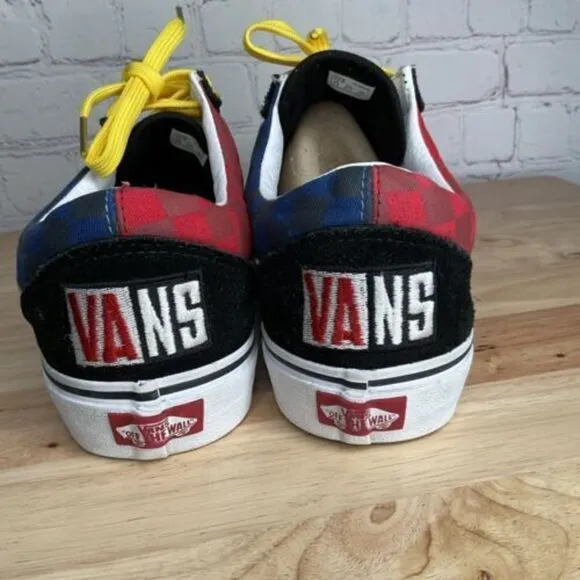 Vans Old Skool Black Blue Yellow Red Canvas Suede Shoes 507698 Mens 10