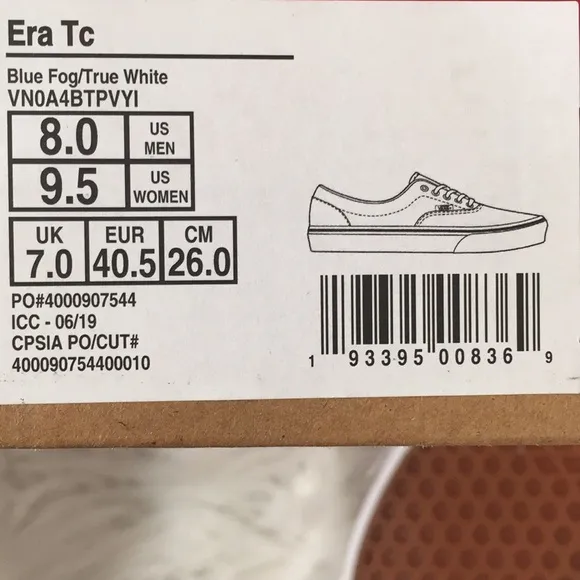Vans Shoes Era Tc Blue Fog/True White New sz Men 8
