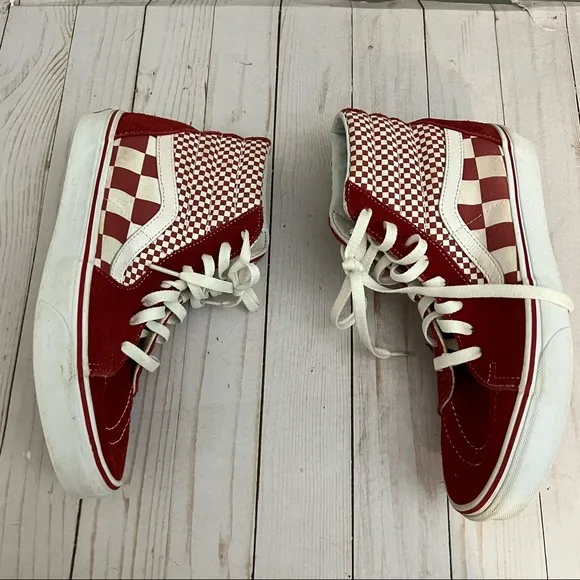Vans SK8-HI Mix Checker Chili Pepper Red &amp; White M8/W9.5