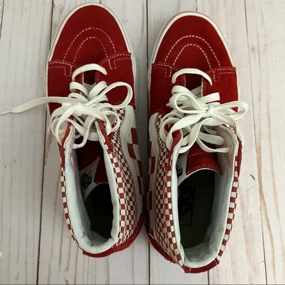 Vans SK8-HI Mix Checker Chili Pepper Red &amp; White M8/W9.5