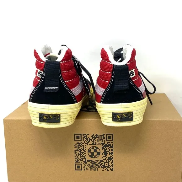 VANS Sk8-Hi Notchback Split VR3 Shoes Women Leather Red Black Canvas VN0A5FBH458