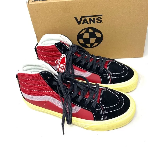 VANS Sk8-Hi Notchback Split VR3 Shoes Women Leather Red Black Canvas VN0A5FBH458