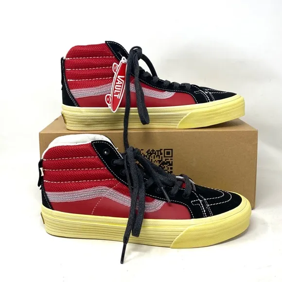 VANS Sk8-Hi Notchback Split VR3 Shoes Women Leather Red Black Canvas VN0A5FBH458