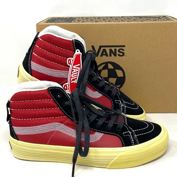 VANS Sk8-Hi Notchback Split VR3 Shoes Women Leather Red Black Canvas VN0A5FBH458