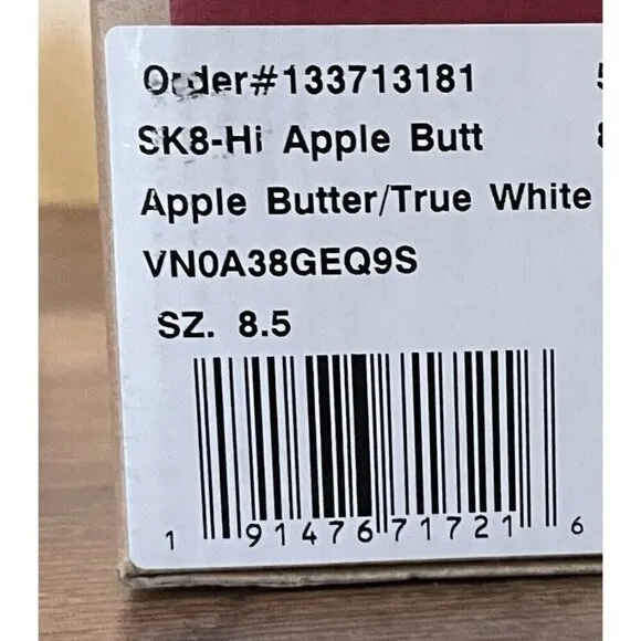 Vans Sk8 Hi Shoes Mens Sz 8.5 Apple Butter True White Suede Sneaker
