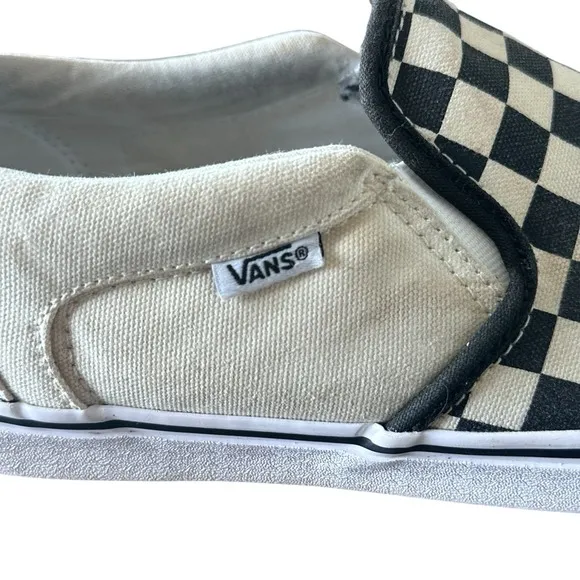 VANS Slip On Black White Checkerboard Shoes, Mens Size 11.5