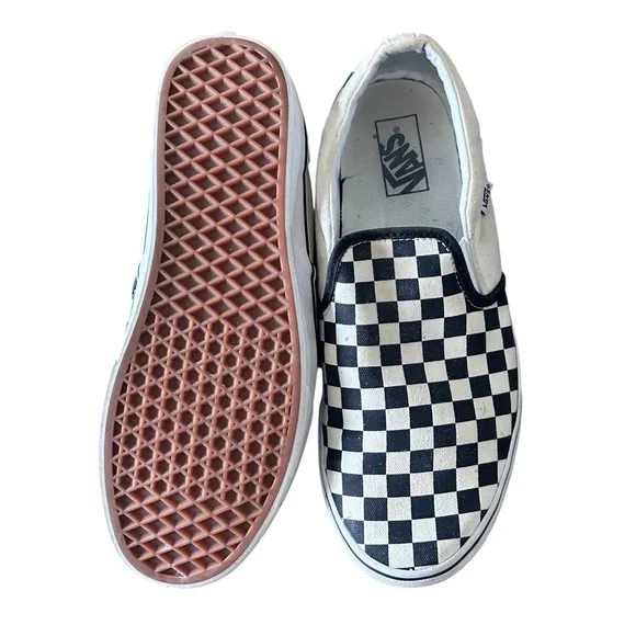 VANS Slip On Black White Checkerboard Shoes, Mens Size 11.5