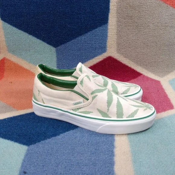 VANS  Slip on Skater Shoes Hemp Palm Leaf M 5.5 / W 7