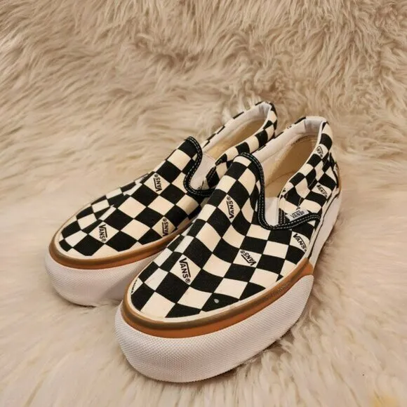 VANS Stacked Checkerboard Slip On Canvas Shoes