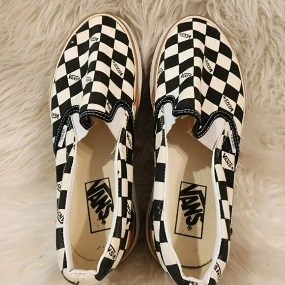 VANS Stacked Checkerboard Slip On Canvas Shoes
