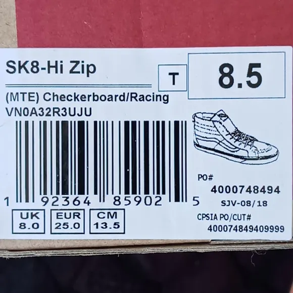 Vans Unisex Sk8-Hi Zip (MTE) Sneakers Checker kids