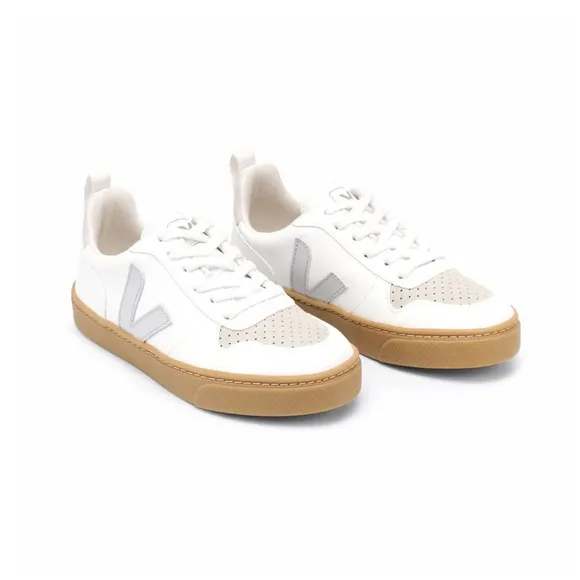 Veja V-10 Lace CWL Trainers in White / Pearl / Natural by Veja: NEVER WORN