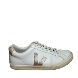 Veja Women's White and Gold Sneakers Size 9