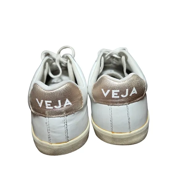 Veja Women's White and Gold Sneakers Size 9