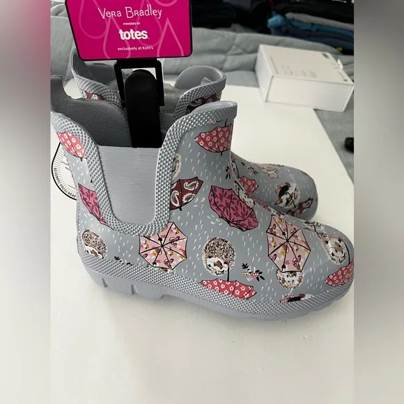 Vera Bradley Short Rain Boots Women's Umbrellas Hedgehogs Size 9.