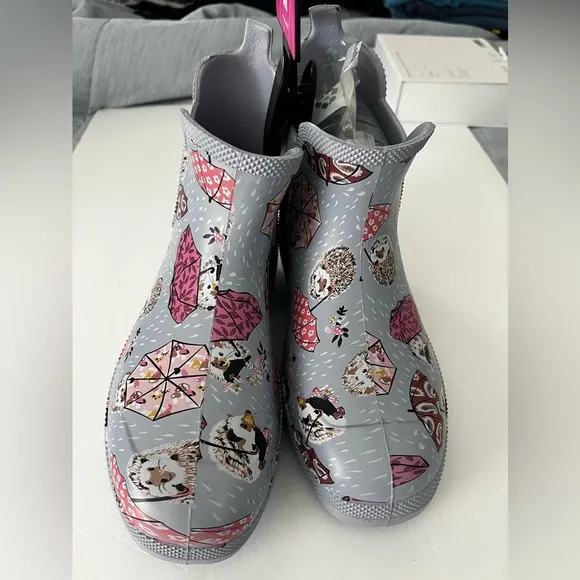 Vera Bradley Short Rain Boots Women's Umbrellas Hedgehogs Size 9.