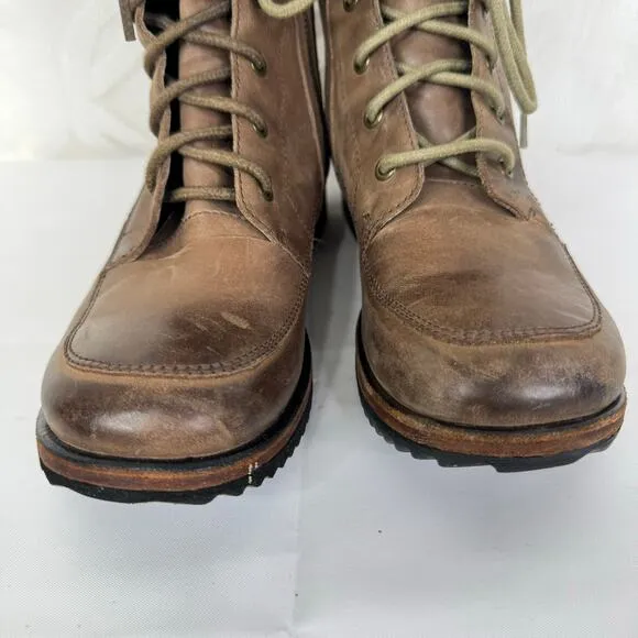 Vero Cuoio Gee WaWa Lace Up Buckle Distressed Leather Military Boots Size 6