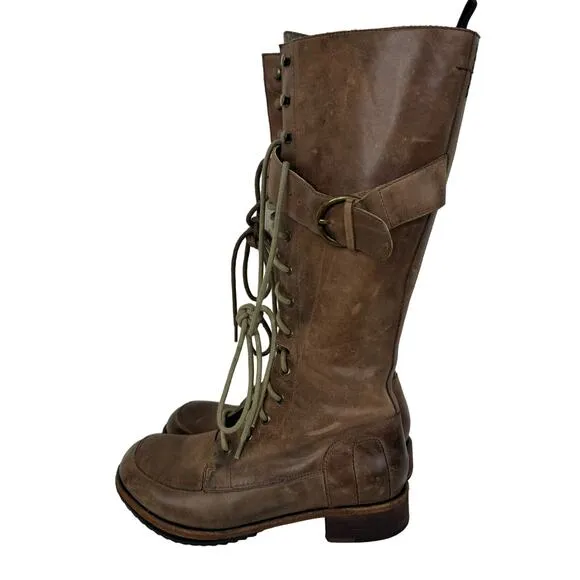 Vero Cuoio Gee WaWa Lace Up Buckle Distressed Leather Military Boots Size 6