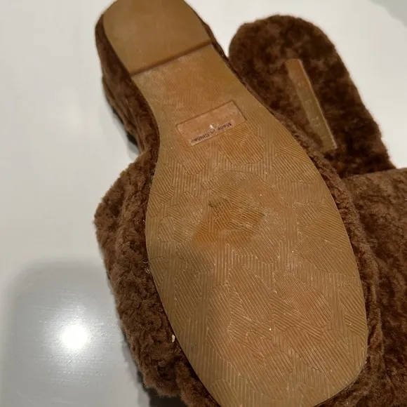 Veronica Beard Shoes Womens Desiree Sandals Brown Real Shearling Slide S…
