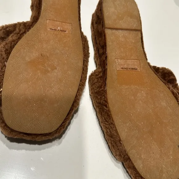 Veronica Beard Shoes Womens Desiree Sandals Brown Real Shearling Slide S…