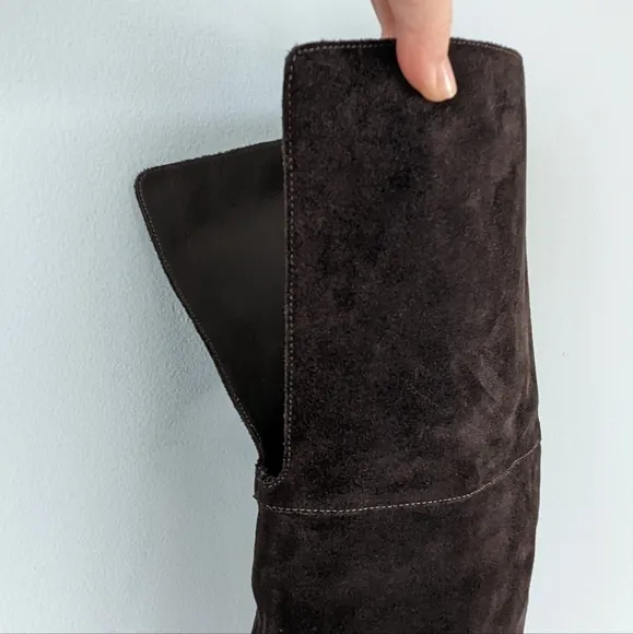Via Spiga Dark Gray Suede Over The Knee Boots