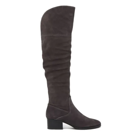Via Spiga Dark Gray Suede Over The Knee Boots
