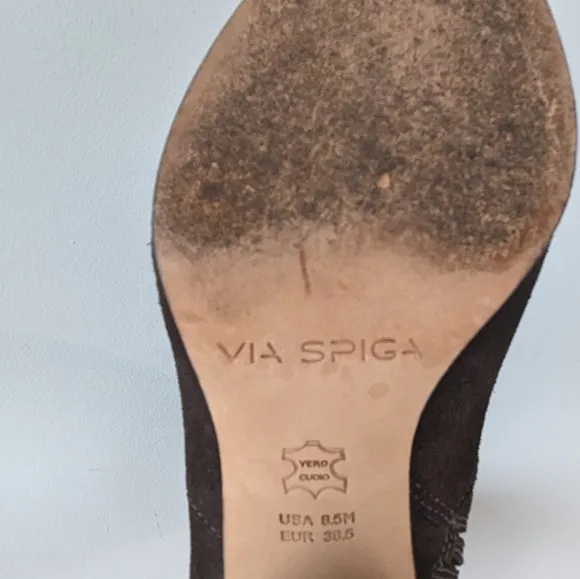 Via Spiga Dark Gray Suede Over The Knee Boots