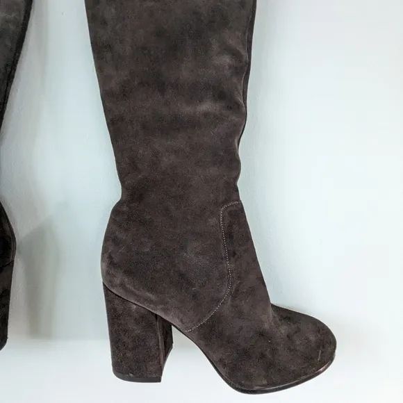 Via Spiga Dark Gray Suede Over The Knee Boots