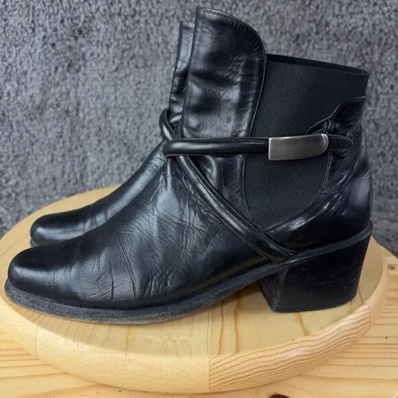 Via Spiga Leather Chelsea Boots Womens Size 9 Black Ankle Booties Made in Italy